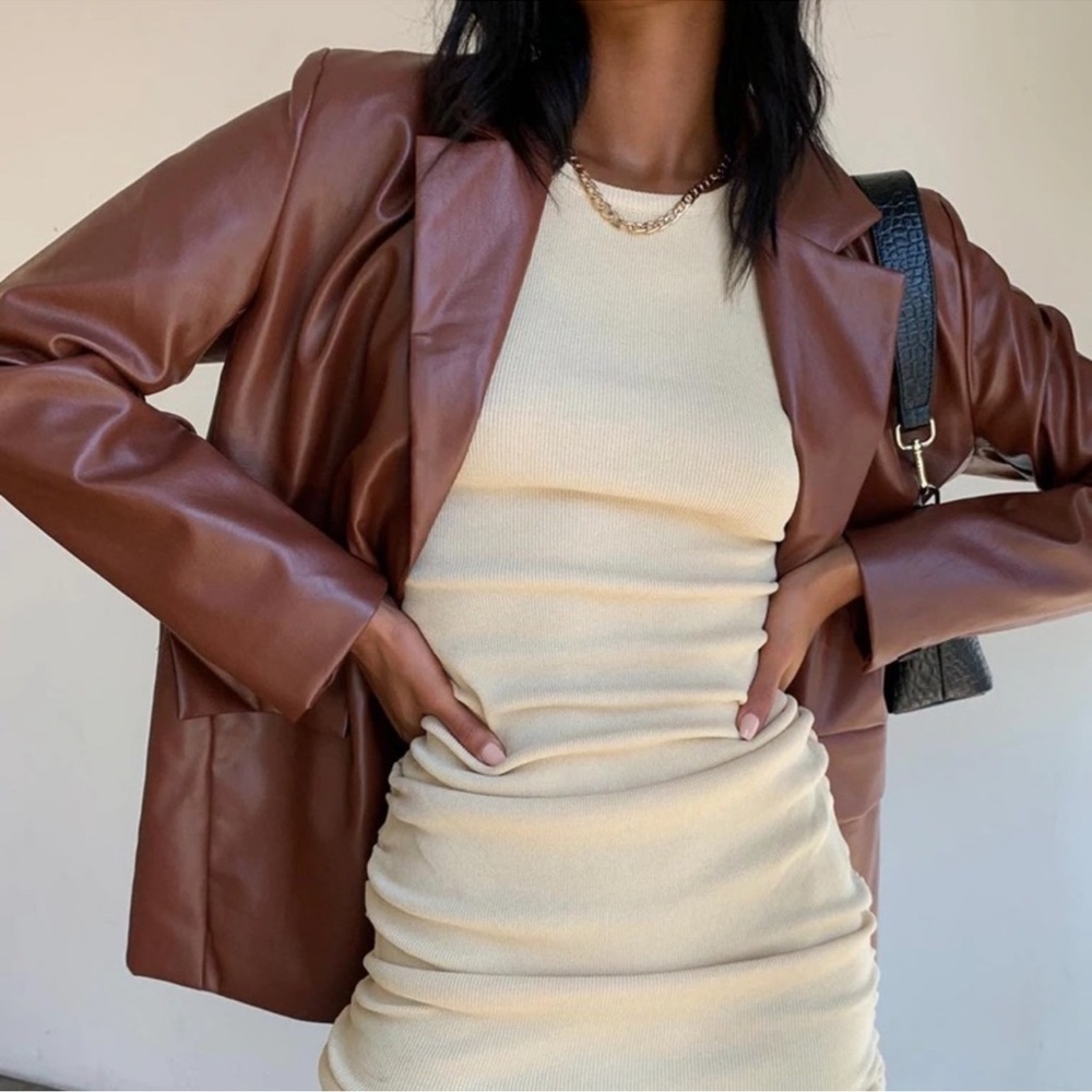 Princess Polly Brown Pleather Blazer Jacket